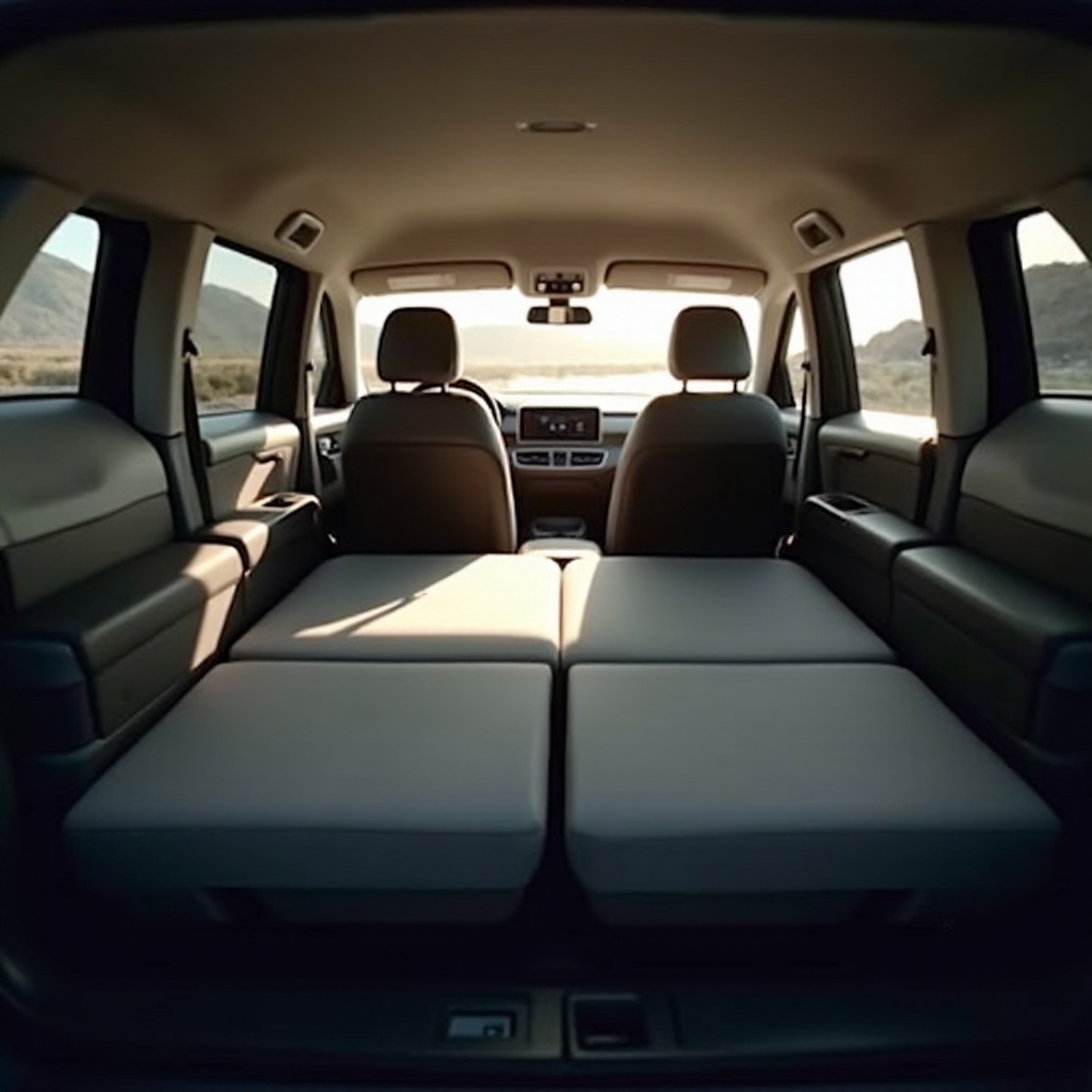 espace intérieur du r1s avec les sièges baissés